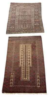 Lot 53 - An Afghan Balouch prayer rug, 140 x 115cm, and...