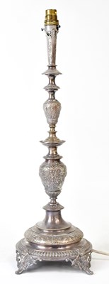 Lot 683 - A silver lamp base, possibly Russian,...