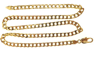 Lot 1153 - A 14ct gold flat curb necklace with lobster...