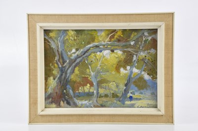 Lot 2657 - UNATTRIBUTED; oil on board, figure in country...