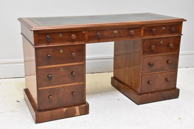 Lot 100 - A 19th century mahogany pedestal desk with an...