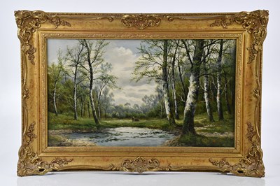Lot 2658 - S WILLIAMS (19th century); oil on board, 'Wood...