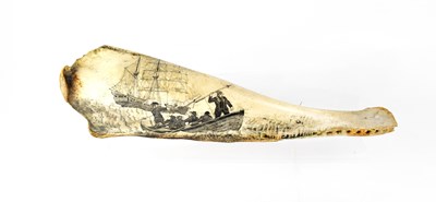 Lot 290 - A 19th century whale scrimshaw jawbone, with...