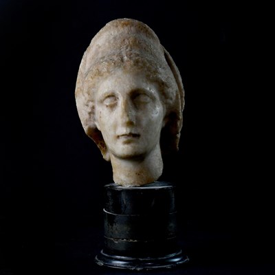 Lot 354 - A Roman carved marble bust, a female with...