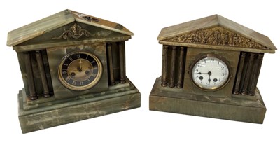 Lot 88 - A Victorian onyx eight day mantel clock, the...