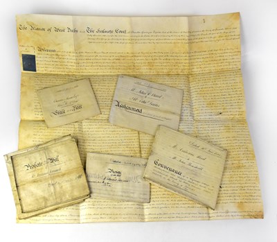 Lot 721 - Six vellum documents from early to late 1800s...