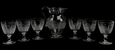 Lot 1768 - A fine quality engraved glass seven piece...
