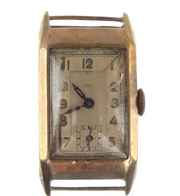 Lot 1276 - LACO; a gentlemen's 9ct gold head tank watch,...