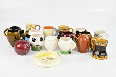 Lot 1469 - Eighteen items of sport related pottery,...