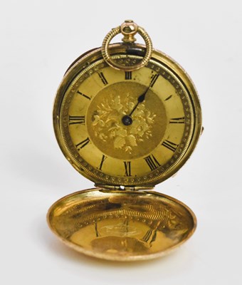 Lot 1133 - A 14ct gold full hunter key wind fob watch...