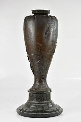 Lot 1657 - A large Japanese bronze floor vase, relief...