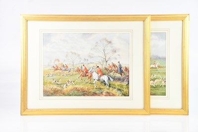 Lot 1092 - G.HAMMOND; a pair of watercolours, hunting...