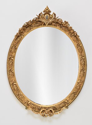 Lot 28 - A 19th century gilt framed oval wall mirror,...