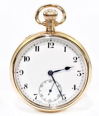 Lot 1764 - A 9ct gold pocket watch, the enamel dial with...