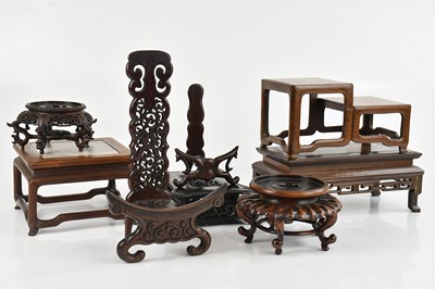 Lot 1579 - A collection of eight Chinese rosewood and...