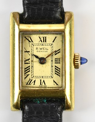 Lot 628 - RAYMOND WEIL; a lady's gold plated and...