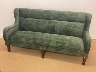 Lot 2783 - A green upholstered hall bench with...