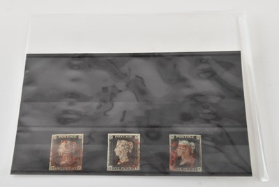 Lot 324 - Three Victorian Penny Blacks, fine used, all...
