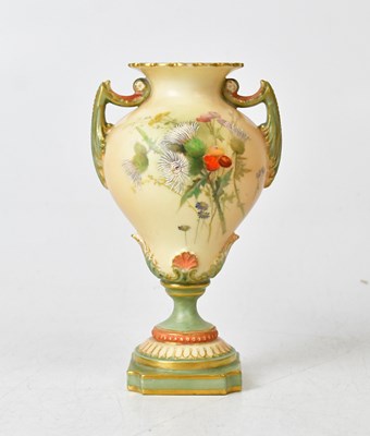 Lot 277 - ROYAL WORCESTER; a blush ware twin-handled...