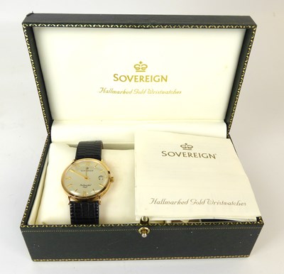 Lot 1296 - SOVEREIGN; a gentlemen's 9ct gold watch, the...