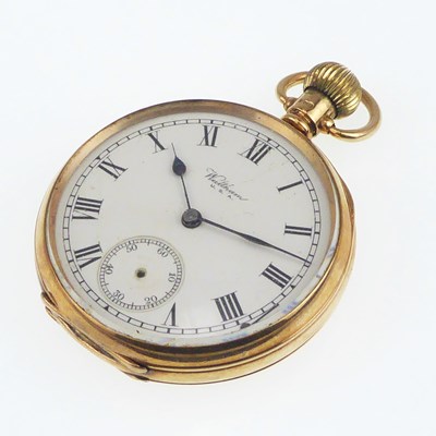Lot 1256 - WALTHAM USA; a 9ct gold cased open face pocket...