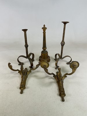 Lot 2733 - A graduated pair of forged table lamps with...
