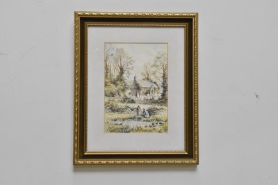Lot 2611 - W WORTHINGTON; watercolour on paper, a young...