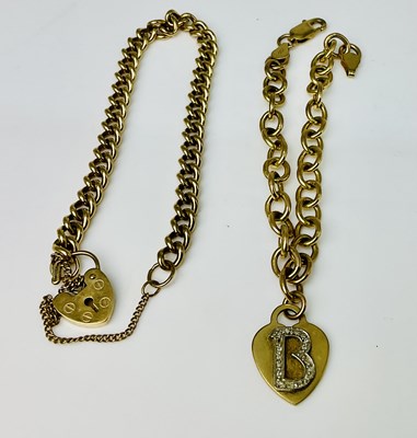 Lot 1082 - Two 9ct gold bracelets, combined approx 24g.