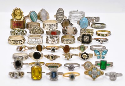 Lot 1088 - A large collection of silver and other rings.