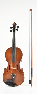 Lot 1313 - A three-quarter size French violin, branded to...