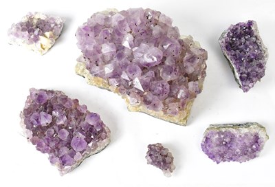 Lot 499 - Six amethyst geological specimens of various...