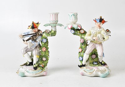 Lot 149 - SITZENDORF; a pair of porcelain figural...