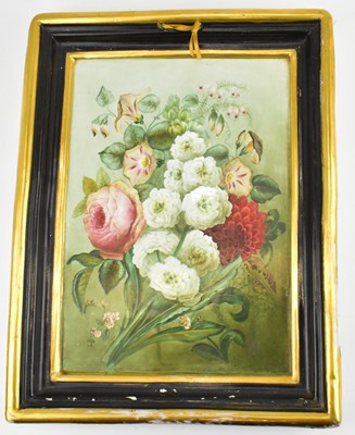 Lot 377 - A Victorian hand painted ceramic plaque...