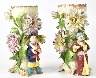Lot 252 - A pair of porcelain spill vases, each...
