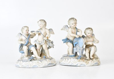 Lot 120 - SITZENDORF; a pair of 19th century figure...