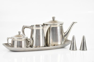 Lot 2314 - CROMARGAN; a stainless steel tea set and...