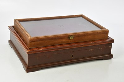 Lot 1334 - A stained wooden tabletop jewellery case with...
