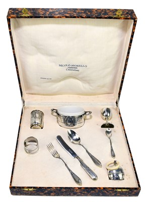 Lot 2244 - A Continental boxed christening set, a number...
