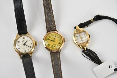 Lot 619 - TECHNOS; a lady's 9ct gold cased wristwatch,...