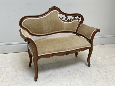 Lot 72 - A reproduction French walnut settee, length...