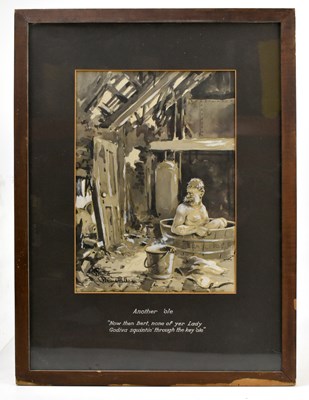 Lot 1373 - CAPTAIN CHARLES BRUCE BAIRNSFATHER (1887-1959); monochrome watercolour cartoon study