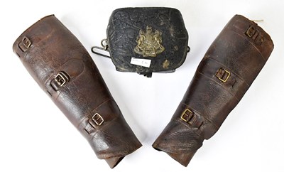 Lot 610 - A pair of 'K' make brown leather calf covers...