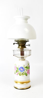 Lot 120 - A Victorian porcelain and glass oil lamp with...