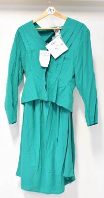 Lot 651 - ZANDRA RHODES; a two-piece green suit,...