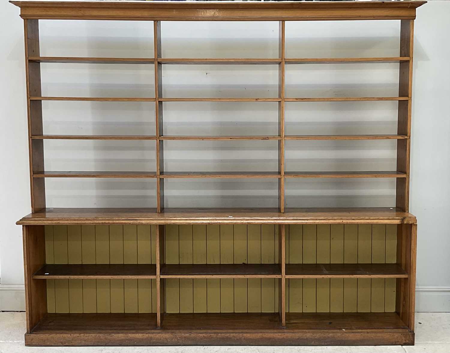 Lot 38 - A Victorian pine bookcase, the upper section...