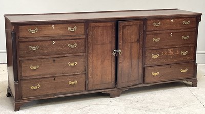 Lot 97 - An 18th century oak dresser base, purportedly...