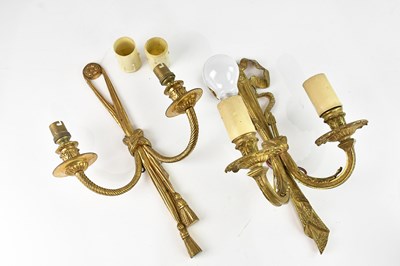 Lot 2331 - Two brass wall lights, largest 39cm.