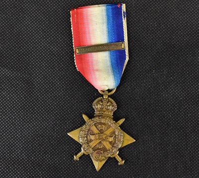 Lot 505 - A WWI 1914 Mons Star and clasp awarded to Pte....