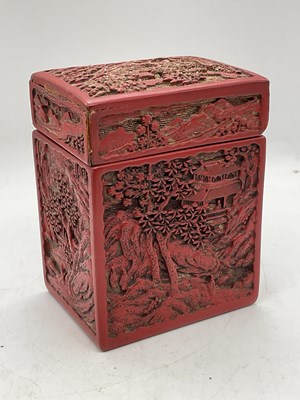 Lot 475 - A 19th century Chinese cinnabar lacquer...