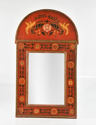 Lot 1551 - An Indian hand painted mirror, 70 x 42cm.